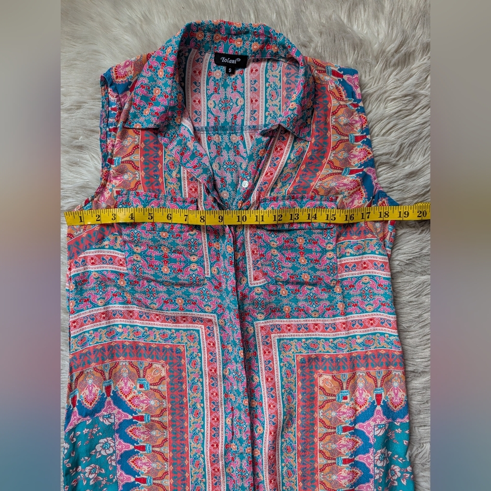 Tolani Silk Patchwork Button Down Midi Dress *Mis… - image 8